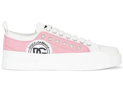 Pre-owned Dolce & Gabbana Portofino Layered (women's) Sneakers In Pink/ White In Multi