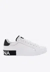 Dolce & Gabbana Portofino Leather Sneakers With Rubberized Logo Shoes In White