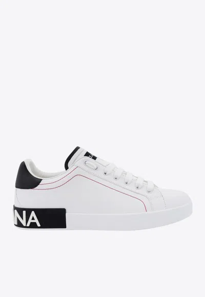 DOLCE & GABBANA PORTOFINO LEATHER LOW-TOP SNEAKERS