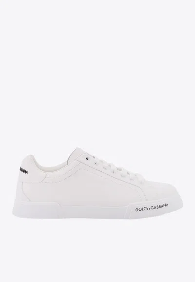 DOLCE & GABBANA PORTOFINO LEATHER LOW-TOP SNEAKERS