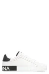 Dolce & Gabbana Portofino Leather Sneakers With Rubberized Logo Shoes In White