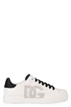 Dolce & Gabbana White And Black Leather Sneakers In White