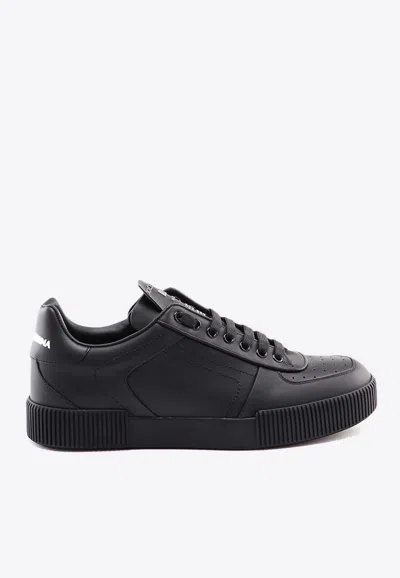 Dolce & Gabbana Portofino Leather Low-top Trainers In Black