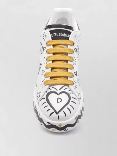 Dolce & Gabbana Portofino Leather Low Top Sneakers In Multi