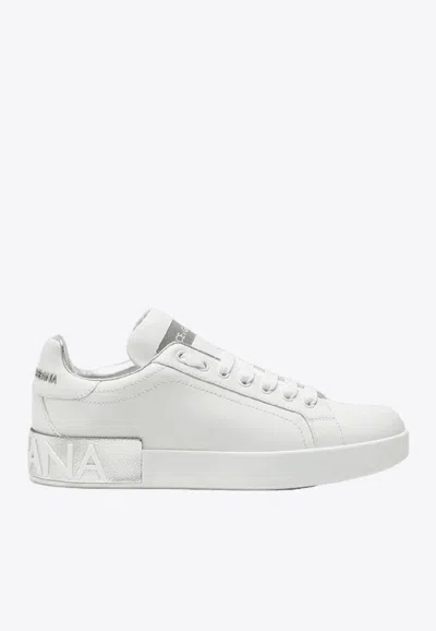 Dolce & Gabbana Portofino Leather Low-top Sneakers In White