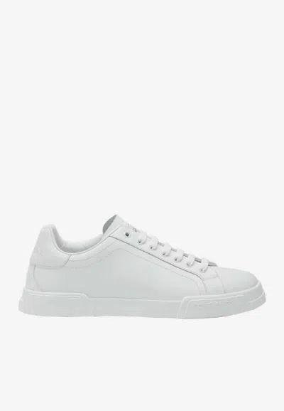 DOLCE & GABBANA PORTOFINO LEATHER LOW-TOP SNEAKERS