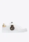 Dolce & Gabbana Iconic Leather Sneakers With Embroidered Crest And Luxurious Detailing In White