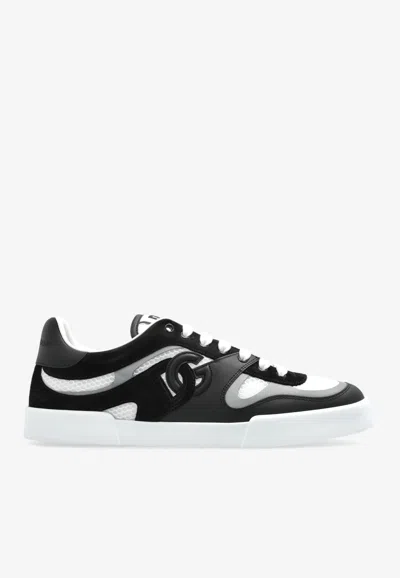 Dolce & Gabbana Portofino Leather Low-top Sneakers In Black