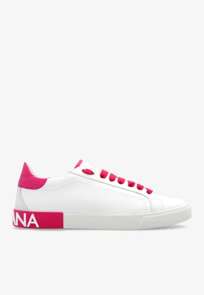Dolce & Gabbana Portofino Leather Low-top Sneakers In White