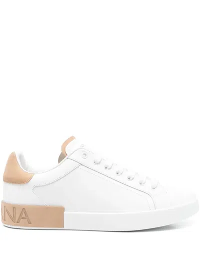 DOLCE & GABBANA PORTOFINO LEATHER PANELLED SNEAKERS