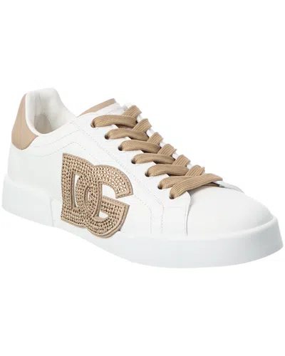 Dolce & Gabbana Portofino Leather Sneaker In White
