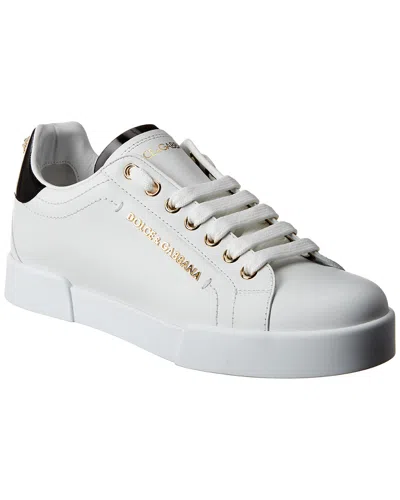 Dolce & Gabbana Dolce&gabbana White And Gold Low Sneakers