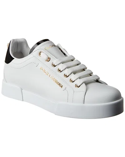 Dolce & Gabbana White And Gold Low Sneaker