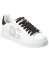 Dolce & Gabbana 'portofino Light' White Sneakers With Perforated Logo On The Side And Logo Patch On The Tongue In White