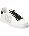 Dolce & Gabbana Portofino Light White Sneakers With Perforated Logo On The Side And Logo Patch On The Tongue In Leat In White