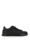 Dolce & Gabbana 'portofino' Black Low Top Sneakers With Logo Patch On The Tongue And Logo Lettering On The Side