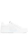 Dolce & Gabbana Women Portofino Low-top Leather Sneakers With Lateral Monogram In White