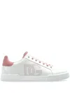 Dolce & Gabbana Portofino Low-top Leather Sneakers With Lateral Monogram In Pink