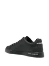 Dolce & Gabbana 'portofino' Black Low Top Sneakers With Logo Patch On The Tongue And Logo Lettering On The Side In Black