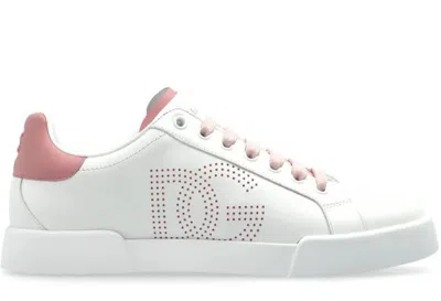 Dolce & Gabbana Portofino Leather Sneakers In Blue