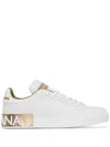 Dolce & Gabbana Women White Nappa Leather Portofino Sneakers In Gold