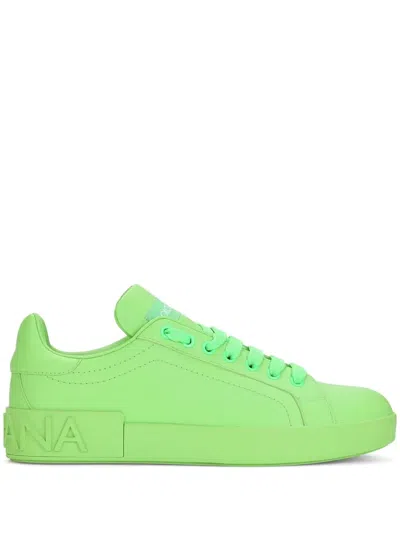 Dolce & Gabbana Low-top Sneakers Portofino Nappa Leather In Green