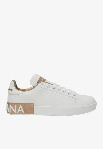 Dolce & Gabbana Portofino Leather Sneakers In Multi