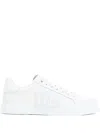Dolce & Gabbana 'portofino' White Low Top Sneakers With Perforated Dg Logo In White