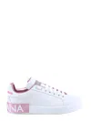 Dolce & Gabbana Portofino Leather Sneakers In White