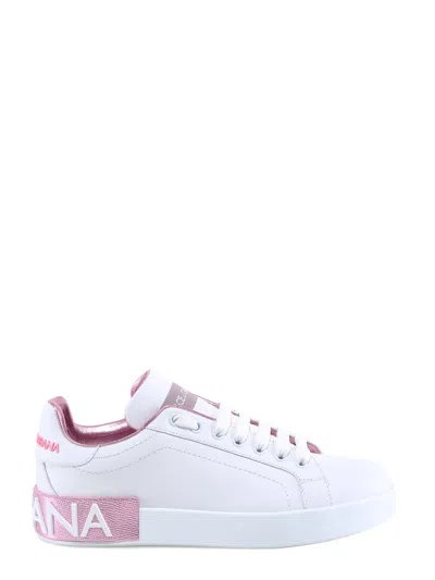 Dolce & Gabbana Portofino Leather Trainers In White