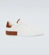 Dolce & Gabbana White Calf Leather Portofino Sneakers In Red
