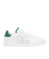 Dolce & Gabbana White And Black Leather Sneakers In White