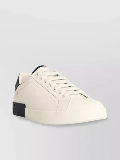 DOLCE & GABBANA 'PORTOFINO' LEATHER SNEAKERS WITH CONTRASTING HEEL TAB