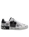 Dolce & Gabbana Portofino Leather Sneakers With Embroidery And Patches In Multi