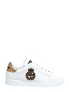 DOLCE & GABBANA PORTOFINO LEATHER SNEAKERS WITH LOGOED CROWN PATCH