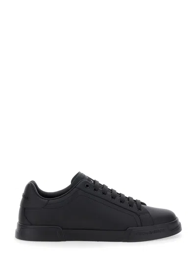 Dolce & Gabbana Portofino Light Black Sneakers With Logo Patch On The Tongue And Tonal Logo Lettering On The Heel In