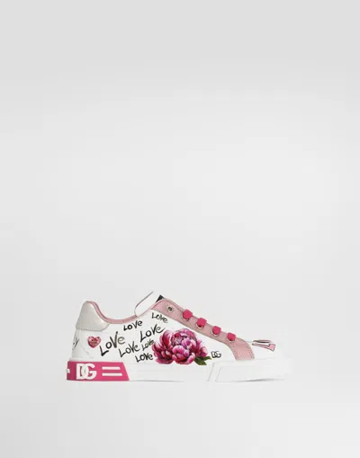 Dolce & Gabbana Kids' Sneakers Portofino Light En Cuir De Veau In Multi