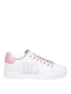 Dolce & Gabbana Portofino Low-top Leather Sneakers With Lateral Monogram In Pink