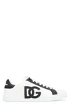 Dolce & Gabbana Portofino Light Strobel Sneakers In Canvas And Calfskin In White