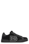 Dolce & Gabbana Light Strobel Sneaker In Canvas And Leather Color Black With Logo In Black