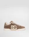 Dolce & Gabbana Portofino Light Sneakers In Calfskin And Sheepskin In Brown
