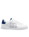 Dolce & Gabbana White And Black Leather Sneakers In White