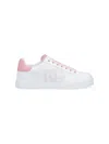 Dolce & Gabbana Portofino Low-top Leather Sneakers With Lateral Monogram In Pink