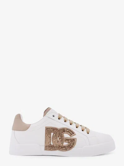 DOLCE & GABBANA PORTOFINO LIGHT STROBEL LEATHER LOW-TOP SNEAKERS