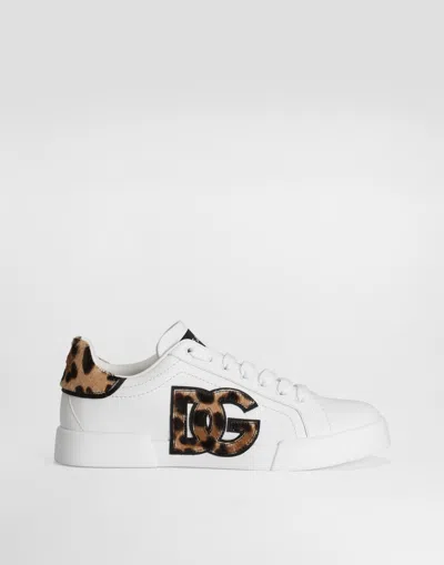 DOLCE & GABBANA PORTOFINO LIGHT STROBEL LEATHER SNEAKERS