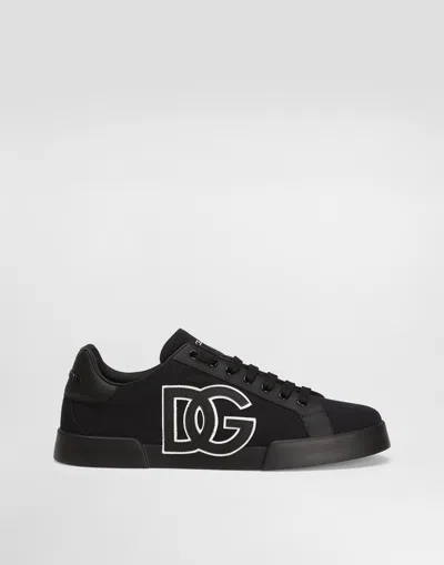 DOLCE & GABBANA PORTOFINO LIGHT STROBEL SNEAKERS IN CANVAS AND CALFSKIN