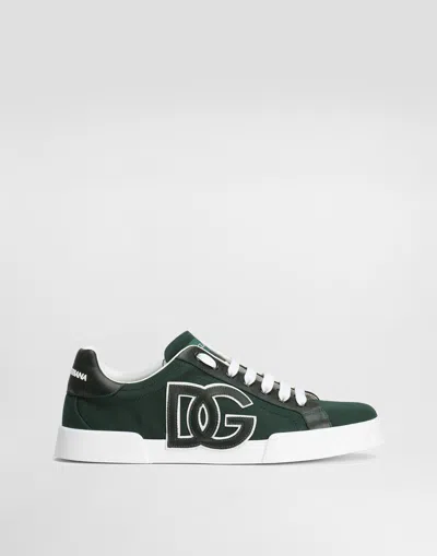 Dolce & Gabbana Portofino Light Strobel Sneakers In Canvas And Calfskin
