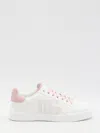 Dolce & Gabbana Portofino Low-top Leather Sneakers With Lateral Monogram In Pink