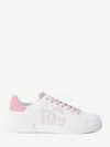 Dolce & Gabbana Portofino Low-top Leather Sneakers With Lateral Monogram In Pink