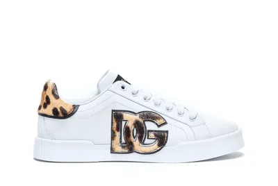 Dolce & Gabbana Portofino Light Strobel Nappa Calfskin Sneakers In White